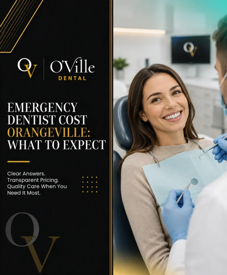 Smiling woman seated in a dental chair during an emergency dental exam at O’Ville Dental in Orangeville